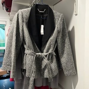 WHITE HOUSE BLACK MARKET Belted Tweed Jacket With Removable Belt